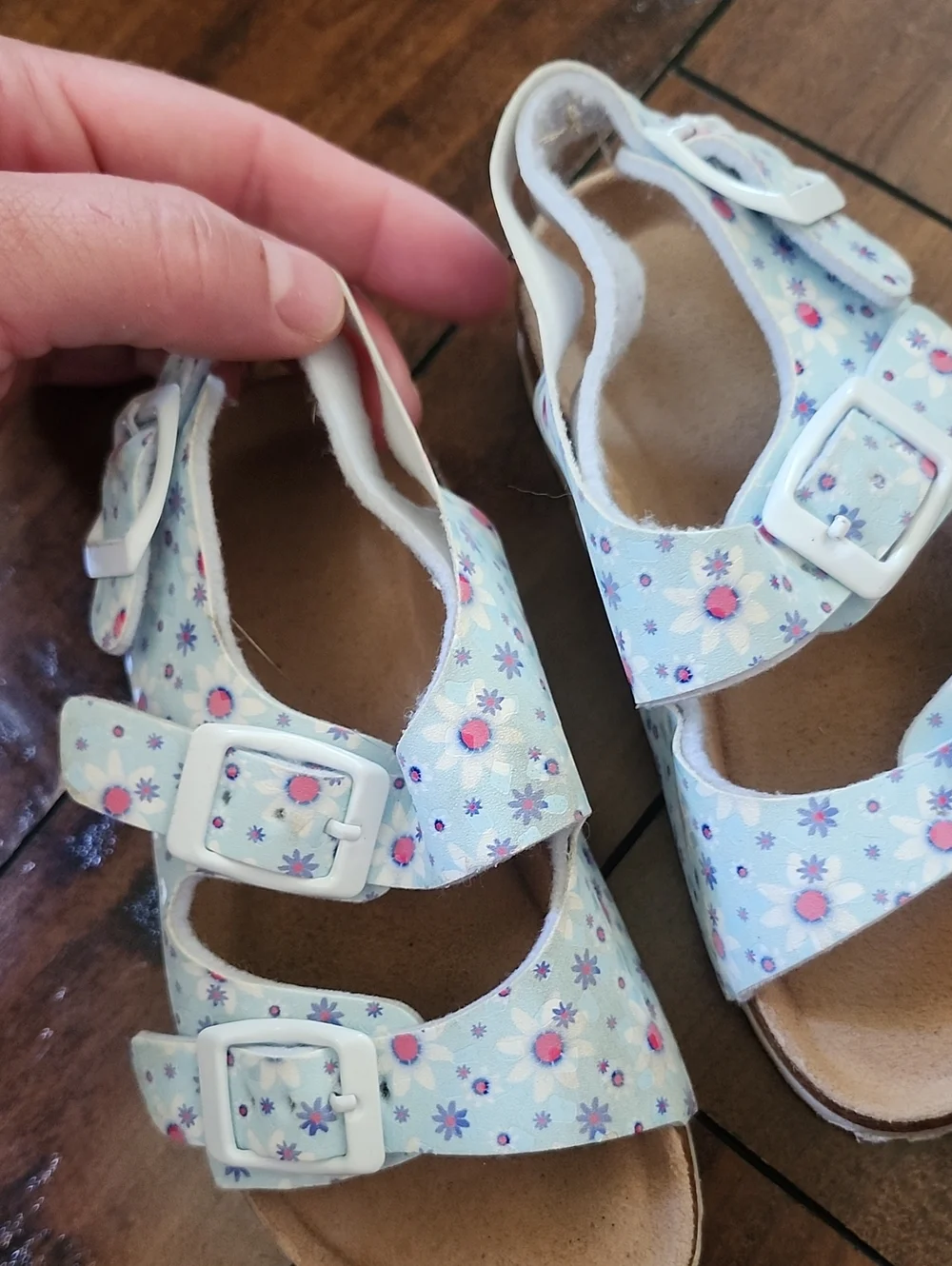 FREE ADD ON! Size 9 Girls Floral Double-Buckle Sandals - Light Blue